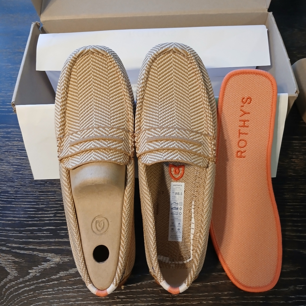 Rothy's Tan Chevron Knit Moccasin Flats - Picture 3 of 6